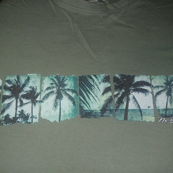 No Bad Days Men's Graphic Tee XL Olive Green Tropical Theme - Picture 4 of 4